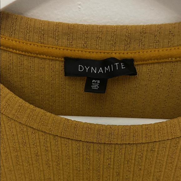 Dynamite Golden Long Sleeve Ribbed Top - Picture 2 of 3